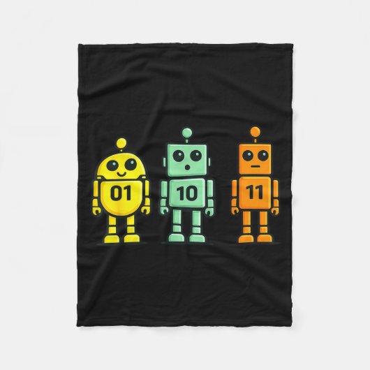 01 10 11 robot grappige binaire code robots 01 10 fleece deken (Voorkant)