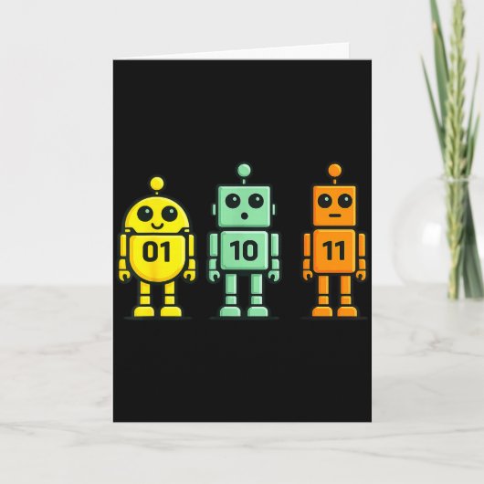 01 10 11 robot grappige binaire code robots 01 10 kaart (Voorkant)