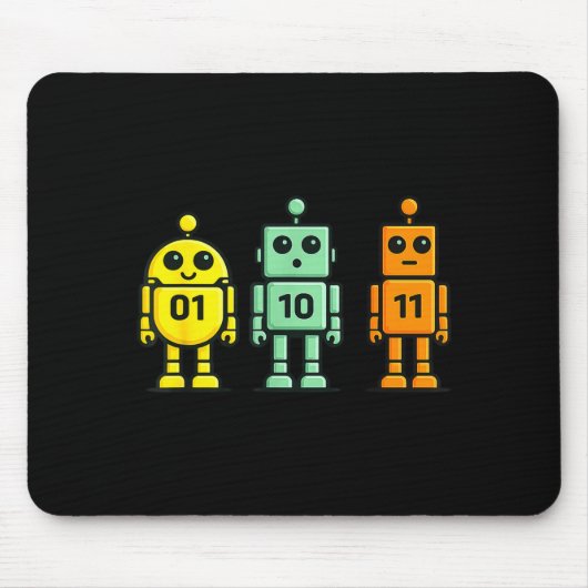 01 10 11 robot grappige binaire code robots 01 10 muismat (Voorkant)