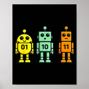 01 10 11 robot grappige binaire code robots 01 10 poster
