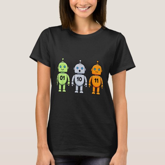 01 10 11 robot programmeren grappige mannen vrouwe t-shirt (Voorkant)