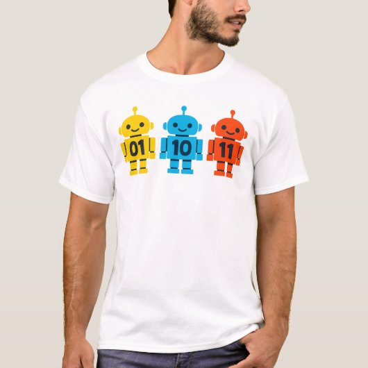 01 10 11 Robots Binaire Code Schattig Tech Design T-shirt (Voorkant)