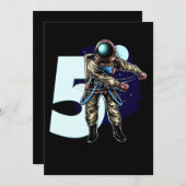 01.5th Birthday Boy Flossing Astronaut Vijf jaar Save The Date (Voorkant / Achterkant)