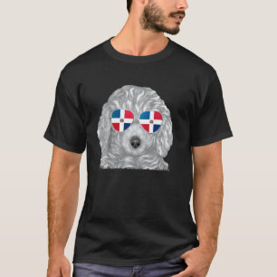 01 Bruine Poodle Hond Dominicaanse Vlag Zonnebril T-shirt
