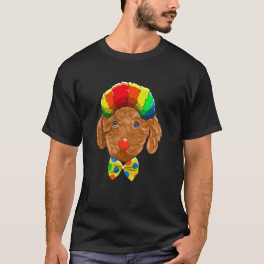 01 Clown Bruine Poodle Circus Hond T-shirt (Voorkant)