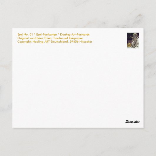01 * Esel-Postkarten * Donkey-Briefkaarten Briefkaart (Achterkant)