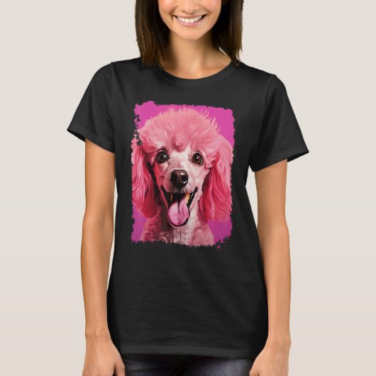 01 Hond Roze Poodle T-shirt (Voorkant)