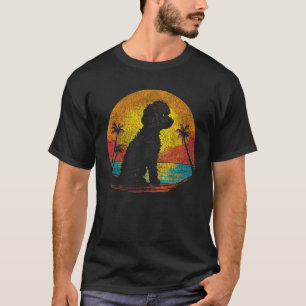 01 Kleurrijke Poodle Hond Silhouet 80s Zonsonderga T-shirt
