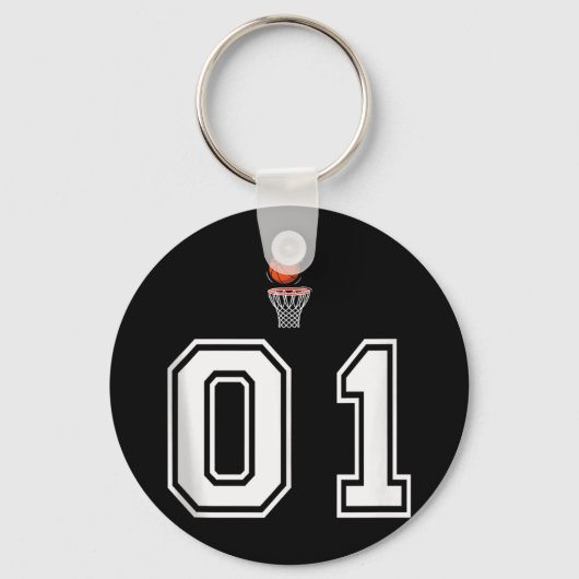01 Nummer Basketbal Stijl Witte Tanktop Sleutelhanger (Voorkant)