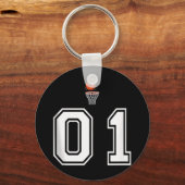 01 Nummer Basketbal Stijl Witte Tanktop Sleutelhanger (Voorkant)