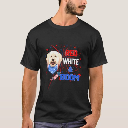 01 Poedel Rood Wit Boem 4 Juli T-shirt (Voorkant)