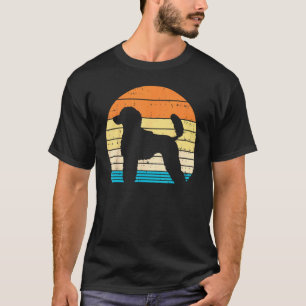01 Poodle Silhouet Zonsondergang Retro Dier Hond L T-shirt