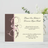 01 Roze Bruine Crème Bloemrijke Krullen Post Bruil Kaart (Staand voorkant)