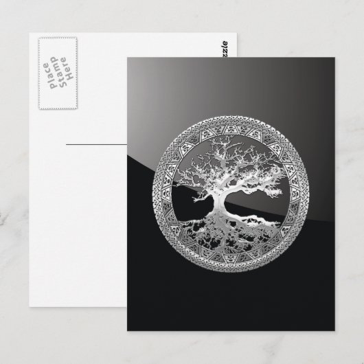 [01] Silver Celtic Tree of Life Briefkaart (Voorkant / Achterkant)