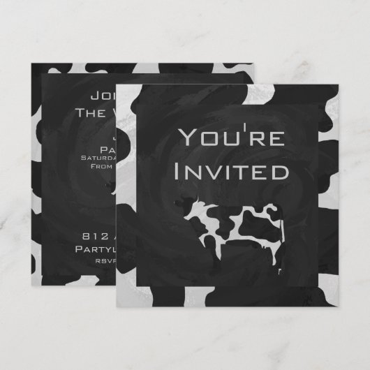 01 van 12Koe zwart-wit monogram Kaart (Voorkant / Achterkant)