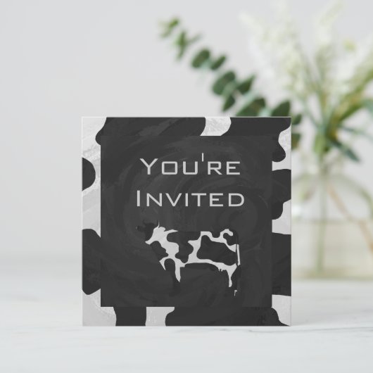 01 van 12Koe zwart-wit monogram Kaart (Staand voorkant)