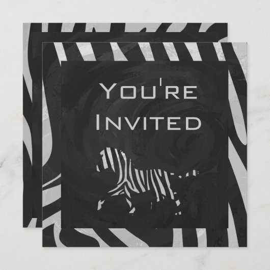 01 Zebra zwart-wit monogram Kaart (Voorkant / Achterkant)