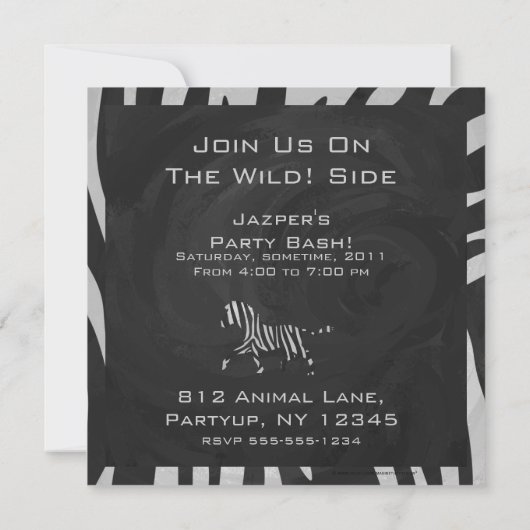 01 Zebra zwart-wit monogram Kaart (Achterkant)