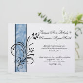 01 Zwarte bloemige krullen blauwe streep na de bru Kaart (Staand voorkant)