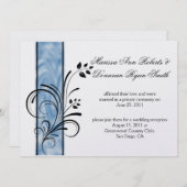 01 Zwarte bloemige krullen blauwe streep na de bru Kaart (Voorkant / Achterkant)