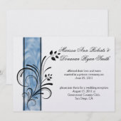 01 Zwarte bloemslingers blauwe streep na de bruilo Kaart (Voorkant / Achterkant)