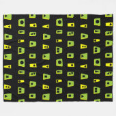 020216 - Groen, geel en zwart op zwart Fleece Deken (Voorkant (Horizontaal))