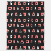 020216 - Tropisch roze, wit en zwart op zwart Fleece Deken (Voorkant)