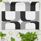 020614 - Grijs en zwart op wit Theedoek (Gevouwen)