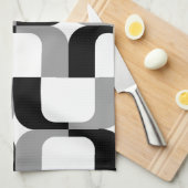 020614 - Grijs en zwart op wit Theedoek (Quarter Fold)