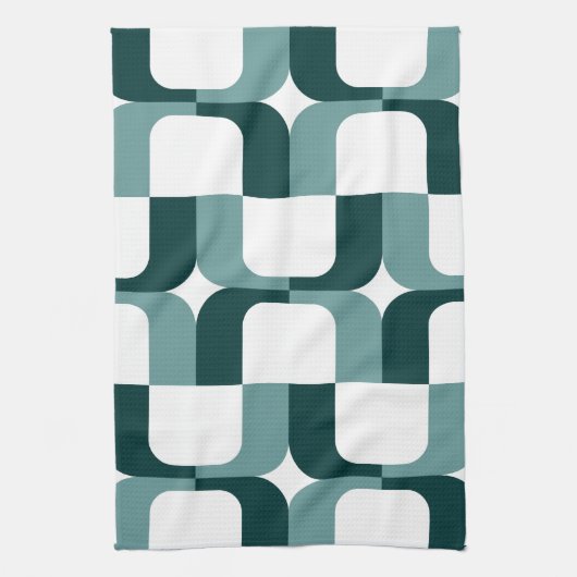 020614 - Ocean Green en Dark Green on White Theedoek (Verticaal)