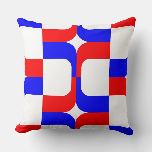 020614 - Rood en blauw op wit Kussen (Voorkant)
