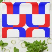 020614 - Rood en blauw op wit Theedoek (Gevouwen)