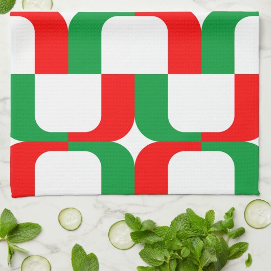 020614 - Rood en groen op wit Theedoek (Gevouwen)