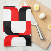 020614 - Rood en zwart op wit Theedoek (Quarter Fold)