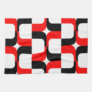 020614 - Rood en zwart op wit Theedoek