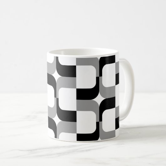 020614 - Zwart en grijs in wit Koffiemok (Voorkant rechts)