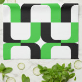 020614 - Zwart en groen op wit Theedoek (Gevouwen)