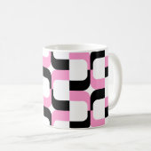 020614 - Zwart en roze in wit Koffiemok (Voorkant rechts)