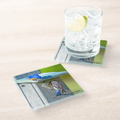 020 Bluebird Nesting 4x4 Glass Onderzetter (Schuin)