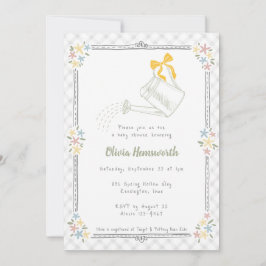020 Fog Gray Gingham Gietkan Baby Shower Kaart