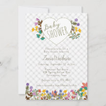 020 Mistige Gingham Tuinhart Bloemen Baby Shower