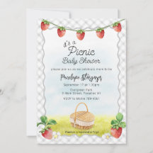 020 Mistige grijze aardbei picknick baby shower