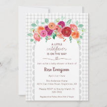 020 Mistige grijze aquarel Wildflower baby shower