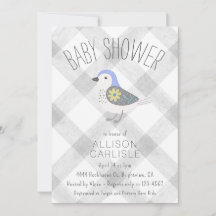 020 Mistige grijze cute bloem vogel geruite baby s