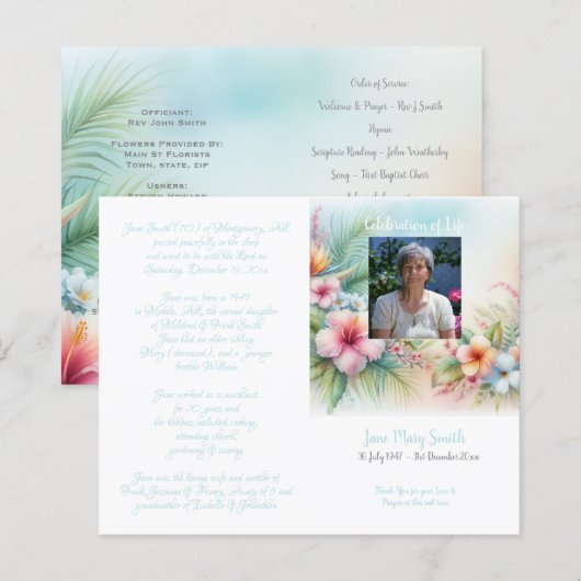 #0211252 Memorial Funeral Order of Service Program (Voorkant / Achterkant)