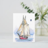 (021) Noorderlicht Sailboot Briefkaart (Staand voorkant)
