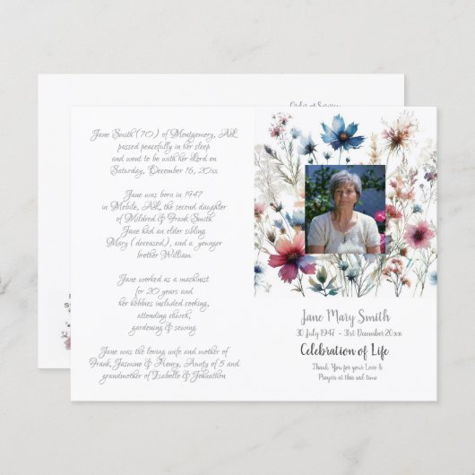 #022201 Memorial Funeral Order of Service Programm (Voorkant / Achterkant)