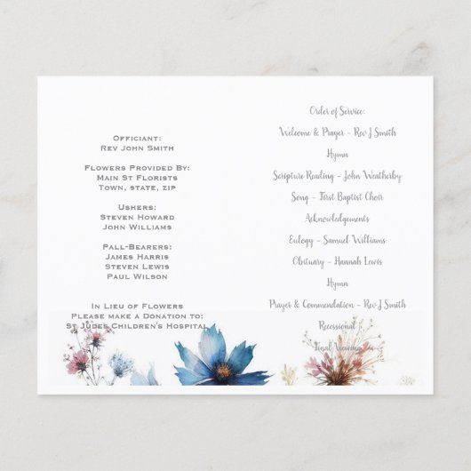 #022201 Memorial Funeral Order of Service Programm (Achterkant)