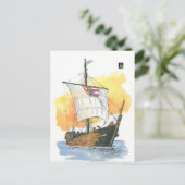 (025) Kogge Wissemara Medieval Sailboat Briefkaart (Staand voorkant)