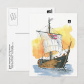 (025) Kogge Wissemara Medieval Sailboat Briefkaart (Voorkant / Achterkant)
